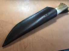 Long hunting/camping knife, Scagel design, stag, with sheath Long hunting/camping knife, Scagel design, stag, with sheath