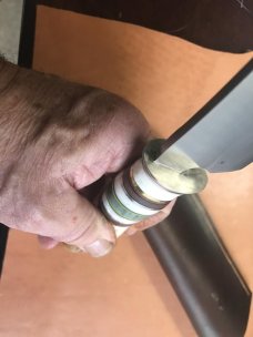 Long hunting/camping knife, Scagel design, stag, with sheath Long hunting/camping knife, Scagel design, stag, with sheath