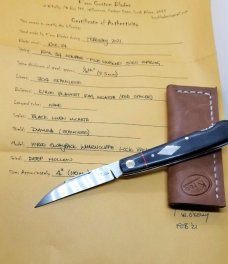 K'roo Custom Swayback Lockback W/ slip, 4" closeD  micarta, spacers and  liners filework 