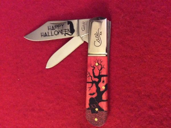 2019 CASE XX USA 62009 1/2 SS HAPPY HALLOWEEN RED BONE TRAPER WITH BLACK TRIM BARLOW BRAND NEW 2019 CASE XX USA 62009 1/2 SS HAPPY HALLOWEEN RED BONE TRAPER WITH BLACK TRIM BARLOW BRAND NEW