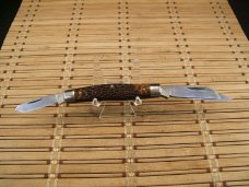 SCHRADE N.Y. 834 U.S.A. MADE NICE CONDITION USED 1962 VINTAGE TRIPLE BLADE CARBON STEEL POCKET KNIFE