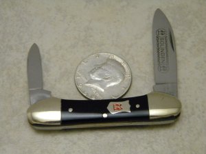 Robt Klaas Kissing Crane Solingen Germany Black 2922 Butterbean/Mini Canoe Knife c.1979