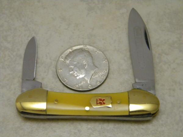Robt Klaas Kissing Crane Solingen Germany Yellow 2926 Butterbean/Mini Canoe Knife c.1978 Robt Klaas Kissing Crane Solingen Germany Yellow 2926 Butterbean/Mini Canoe Knife c.1978