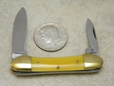 Robt Klaas Kissing Crane Solingen Germany Yellow 2926 Butterbean/Mini Canoe Knife c.1978 Robt Klaas Kissing Crane Solingen Germany Yellow 2926 Butterbean/Mini Canoe Knife c.1978