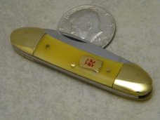 Robt Klaas Kissing Crane Solingen Germany Yellow 2926 Butterbean/Mini Canoe Knife c.1978 Robt Klaas Kissing Crane Solingen Germany Yellow 2926 Butterbean/Mini Canoe Knife c.1978