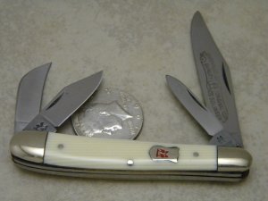 Robt Klaas Kissing Crane Solingen Germany Imitation Ivory 2341 4-Master Stockman Knife c.1979