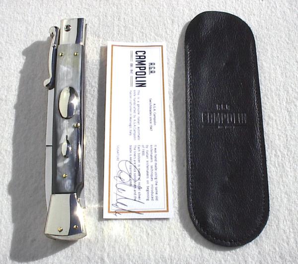A.G.A. CAMPOLIN 33CM/13" BRAZILIAN HORN OVAL SWINGUARD, NICKEL SILVER BOLSTERS, CERTIFICATE & POUCH