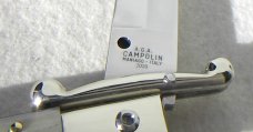 A.G.A. CAMPOLIN 33CM/13" BRAZILIAN HORN OVAL SWINGUARD, NICKEL SILVER BOLSTERS, CERTIFICATE & POUCH