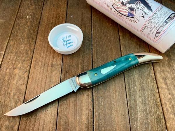Great Eastern Cutlery Tidioute Toothpick Pattern 12 Aqua Camel Bone 