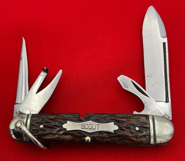 Vintage CHALLENGE CUT CO 4-Blade Unofficial Scout Folding Pocket Knife c.1905-1928 Bone Vintage CHALLENGE CUT CO 4-Blade Unofficial Scout Folding Pocket Knife c.1905-1928 Bone