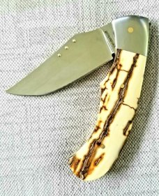 Steve Vanderkolff Crackle Mammoth Ivory Talon slipjoint..4.5" closed..CPM-154.New..hes in Blade. Steve Vanderkolff Crackle Mammoth Ivory Talon slipjoint..4.5" closed..CPM-154.New..hes in Blade.