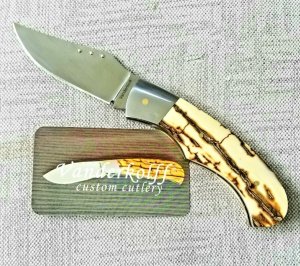 Steve Vanderkolff Crackle Mammoth Ivory Talon slipjoint..4.5" closed..CPM-154.New..hes in Blade.