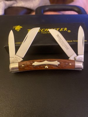 1996 Winchester USA W 15 4930 G Antique Green Bone Handle Congress With 4 Blades Mint In Box