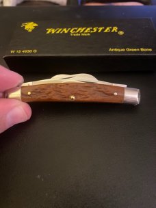 1996 Winchester USA W 15 4930 G Antique Green Bone Handle Congress With 4 Blades Mint In Box 1996 Winchester USA W 15 4930 G Antique Green Bone Handle Congress With 4 Blades Mint In Box