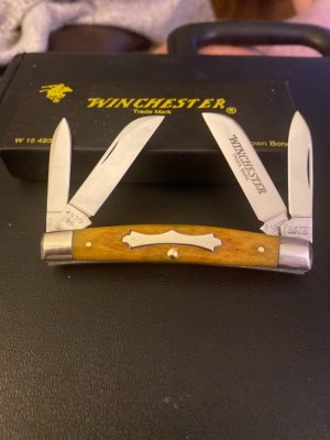 1996 Winchester USA W 15 4930 B Light Brown Bone Handle Congress  With Nickel Silver Bolsters & Blad