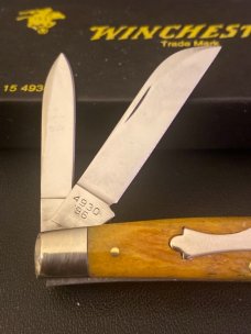 1996 Winchester USA W 15 4930 B Light Brown Bone Handle Congress With Nickel Silver Bolsters & Blad 1996 Winchester USA W 15 4930 B Light Brown Bone Handle Congress With Nickel Silver Bolsters & Blad