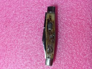 Schatt Morgan large 4 1/4  3 blade stockman. 2001  Carmel in color. New unused.