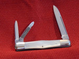 OLD VINTAGE KNIFE OVB HIBBARD SPENCER BARTLETT & CO. WHITTLER GENUINE PEARL c 1855/1960