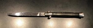 Vintage 1970s 11" Italian Manual Lockback Stiletto with Bull Horn Scales