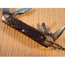 ULSTER KNIFE COMPANY JIGGED BROWN BONE GIRL SCOUT UTILITY KNIFE ULSTER KNIFE COMPANY JIGGED BROWN BONE GIRL SCOUT UTILITY KNIFE