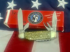 Vintage Bulldog Brand Scout Knife /Utility/Camp w Sparkly Gold Handles -NOS & Mint Vintage Bulldog Brand Scout Knife /Utility/Camp w Sparkly Gold Handles -NOS & Mint
