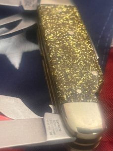 Vintage Bulldog Brand Scout Knife /Utility/Camp w Sparkly Gold Handles -NOS & Mint Vintage Bulldog Brand Scout Knife /Utility/Camp w Sparkly Gold Handles -NOS & Mint