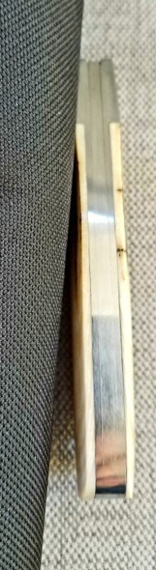 Steve Vanderkolff Mammoth Ivory,interior cut,Native, 4" damasteel. integral bolsters.Smooth scales