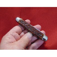 VINTAGE OLD KUTMASTER UTICA NY ROGERS BONE HANDLE MUSKRAT KNIFE 1940'S NEAR MINT