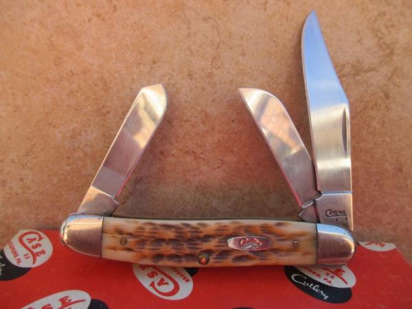 Case 6347 Amber Jigged Bone Stockman  