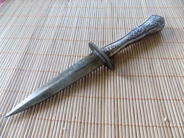 Vintage Dagger- Double Edge Knife-Silver Plate