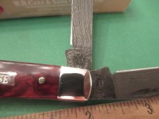 Case XX 2021 Red Orange Maple Burl Mini Trapper Damascus Pattern # 7207