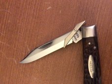 1977 Case XX USA 3 DOTS 6111 1/2L BEAUTIFUL BONE HANDLE CHEETAH WITH SINGLE BLADE AND SWING GUARD