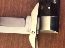 1977 Case XX USA 3 DOTS 6111 1/2L BEAUTIFUL BONE HANDLE CHEETAH WITH SINGLE BLADE AND SWING GUARD