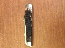 1977 Case XX USA 3 DOTS 6111 1/2L BEAUTIFUL BONE HANDLE CHEETAH WITH SINGLE BLADE AND SWING GUARD