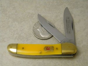 Robt Klaas Kissing Crane Solingen Germany Yellow 3026 Mini Copperhead Knife c.1978
