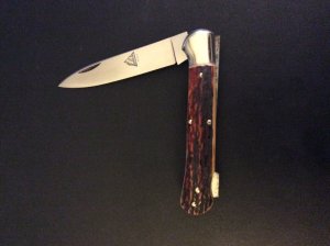 SUPER FAT AND GNARLY STAG HANDLE 4” LONG MADE IN GERMANY INDIANA GERMANY INOX STEEL BLADE LOCKBACK