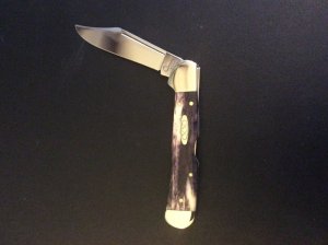 CASE XX *SS** USA 1997 61549L SS BEAUTIFUL APPALOOSA BONE HANDLE COPPERLOCK WITH SINGLE BLADE 