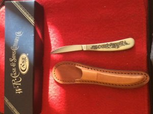 2015 CASE XX USA 617-3  154 CM APPROX 7” LONG BONE HANDLE OFFICE KNIFE FIXED BLADE WITH SHEATH NIB