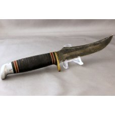 WESTERN BOULDER L39 Skinner/Hunting Knife, Leather Ring Handles, Used Knife & Sheath, Free Shipping