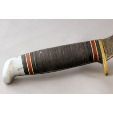 WESTERN BOULDER L39 Skinner/Hunting Knife, Leather Ring Handles, Used Knife & Sheath, Free Shipping