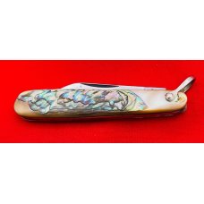 Vintage Salm DeLuxe 2-Blade Sleeveboard  Shadow Pen Watch Fob Pocket Knife c1918-1925 Abalone