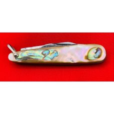 Vintage Salm DeLuxe 2-Blade Sleeveboard  Shadow Pen Watch Fob Pocket Knife c1918-1925 Abalone