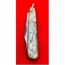 Vintage Salm DeLuxe 2-Blade Sleeveboard  Shadow Pen Watch Fob Pocket Knife c1918-1925 Abalone