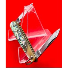 Vintage Salm DeLuxe 2-Blade Sleeveboard  Shadow Pen Watch Fob Pocket Knife c1918-1925 Abalone