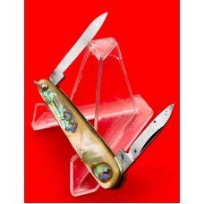 Vintage Salm DeLuxe 2-Blade Sleeveboard  Shadow Pen Watch Fob Pocket Knife c1918-1925 Abalone