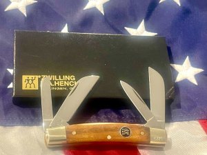 J A Henckels Congress Knife w/ Great GunStock Walnut Handles - NOS in Orig Box +leather pouch & COA