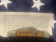 J A Henckels Congress Knife w/ Great GunStock Walnut Handles - NOS in Orig Box +leather pouch & COA J A Henckels Congress Knife w/ Great GunStock Walnut Handles - NOS in Orig Box +leather pouch & COA