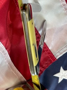 Case XX 1984 2 Blade Canoe (Mdl# 32131) w/ Sequoyah Blade Etching & Derlin Yellow Handles -NOS & NM Case XX 1984 2 Blade Canoe (Mdl# 32131) w/ Sequoyah Blade Etching & Derlin Yellow Handles -NOS & NM