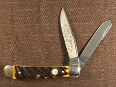 Boker Tree Brand Solingen Trapper w/ Washboard Brown Bone Handles NIB