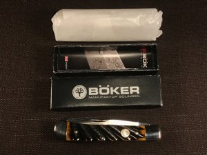 Boker Tree Brand Solingen Trapper w/ Washboard Brown Bone Handles NIB